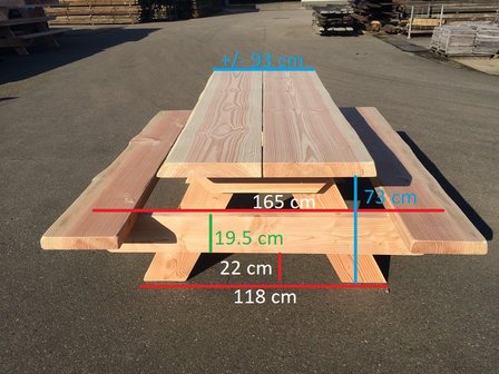 Picknickbank 6 cm douglas hout in diverse afmetingen 