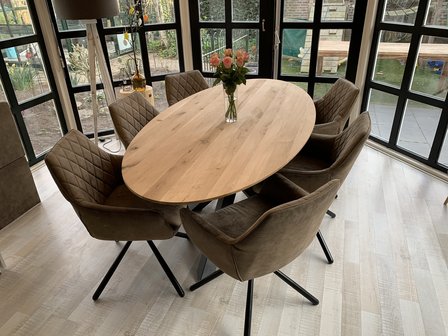 Ruwe slaap Transformator Bijlage Eikenhouten ovale tafelblad 100 cm breed en 200 / 240 cm lengte - Van  Hameren Houthandel