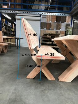 Douglas bank met rugleuning 6 cm dik diverse lengtes