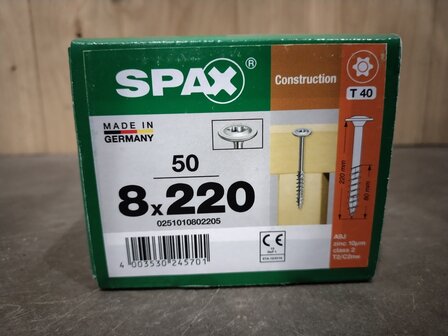 Spax Tellerkop Gegalvaniseerd 8x220mm