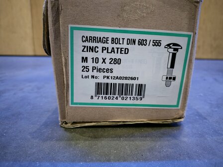 m10x280mm gegalvaniseerd 25ST