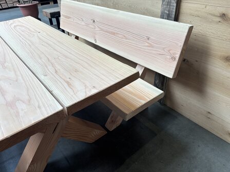 6 CM Douglas kruispoot tafel met bank met en zonder rugleuning  200 CM