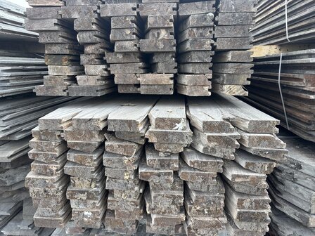 5 CM  x  450 cm lengte gebruikte hardhouten damwand met FSC recycle keurmerk