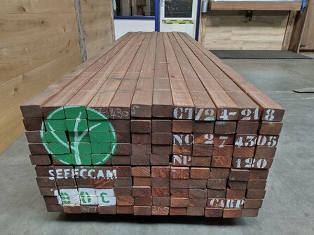 45x70mm hardhout geschaafd 250cm