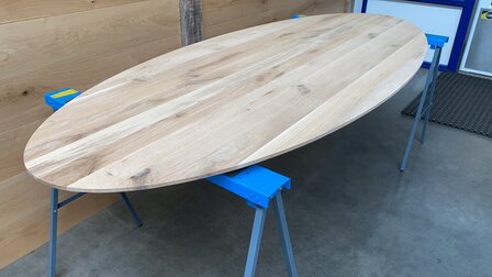 Ovale eiken tafelblad 40 mm dik 100x200cm
