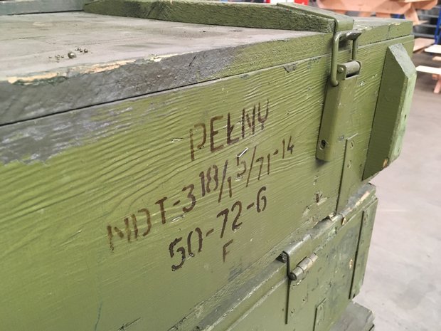 munitiekist 120x39x23 cm oude kisten decoratie legerkist gebruikt 