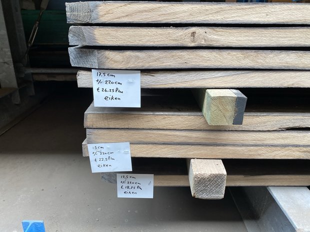 38 mm dikke gebruikte eiken planken diverse breedtes 