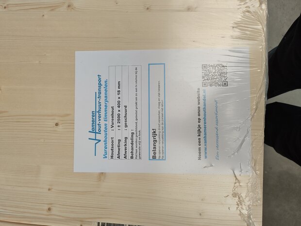 18mm 400x2500mm Vuren meubelpaneel