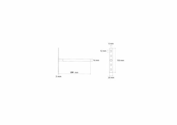 1st Onzichtbare plankdrager - totale lengte: 150mm