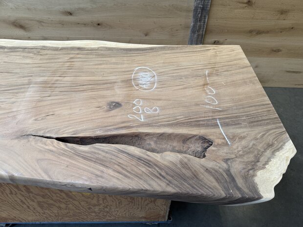 Suar boomstam tafelblad A160 98 x 200cm , unieke en massieve tafelblad