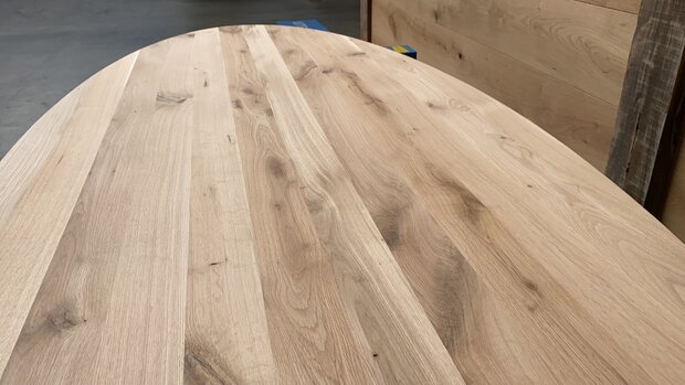 Ovale eiken tafelblad 40 mm dik 100x200cm