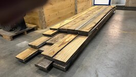 Oud Eiken planken, gezaagd uit Meerpalen 4,5x24 cm ongeveer.